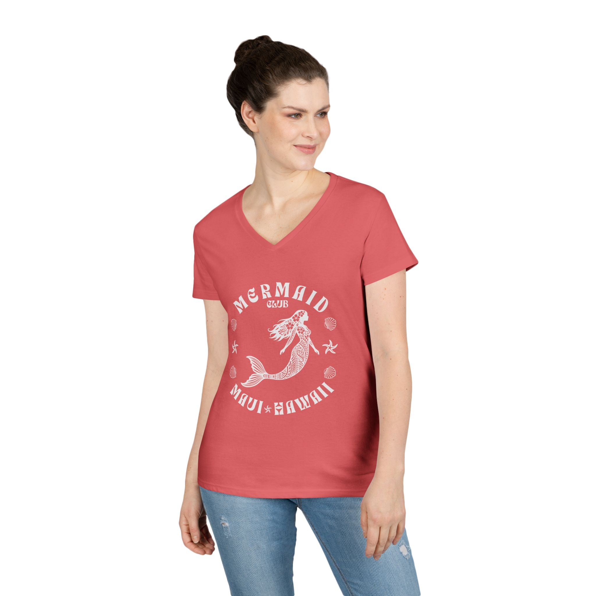 Mermaid Club Maui Hawaii V-Neck T-Shirt