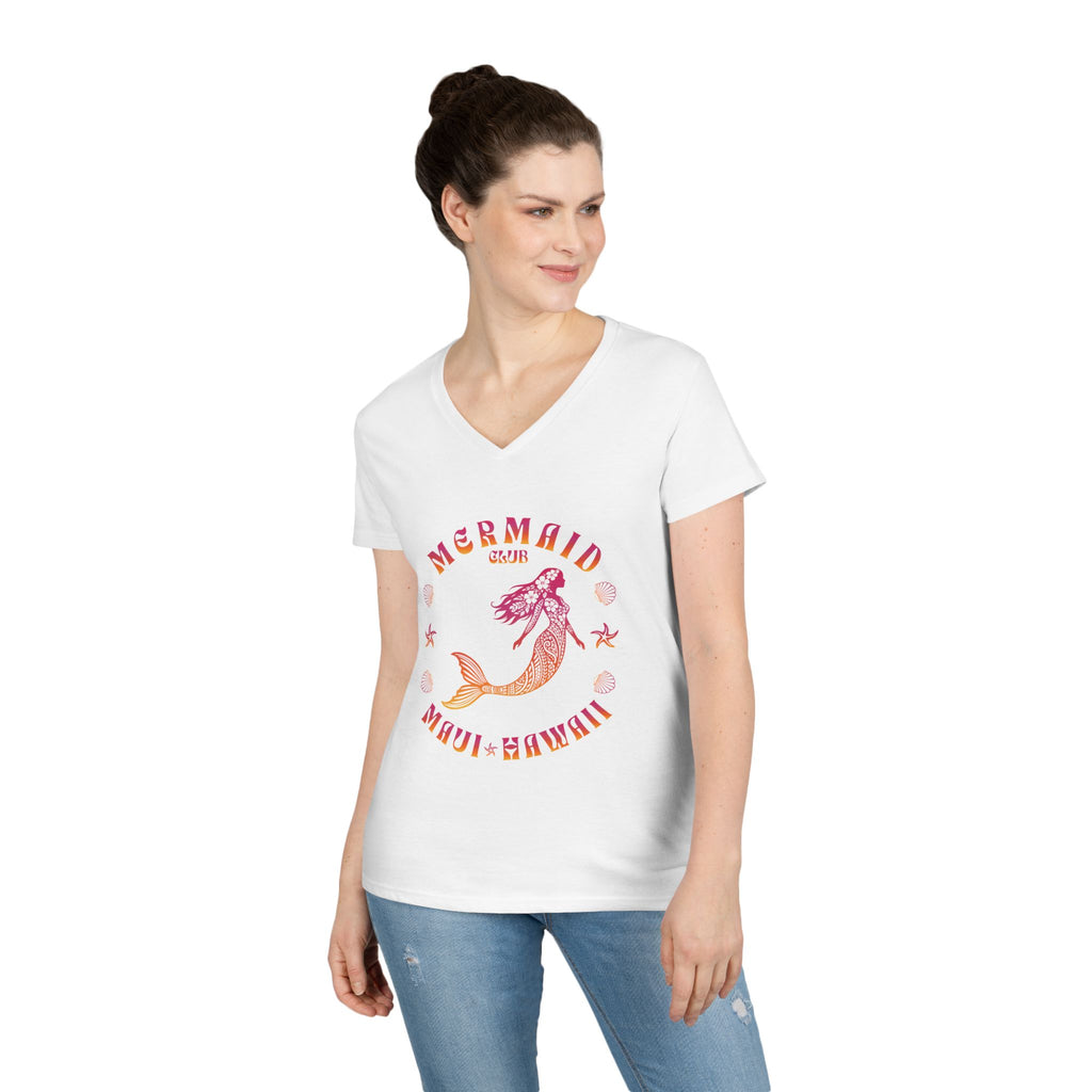 Sunset Mermaid V-Neck T-Shirt — Maui Hawaii