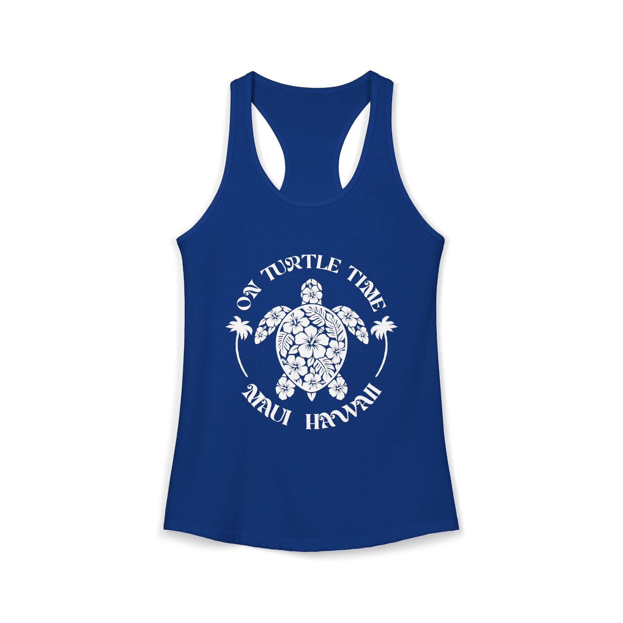 Island Turtle White Print Racerback Tank — Maui Hawaii