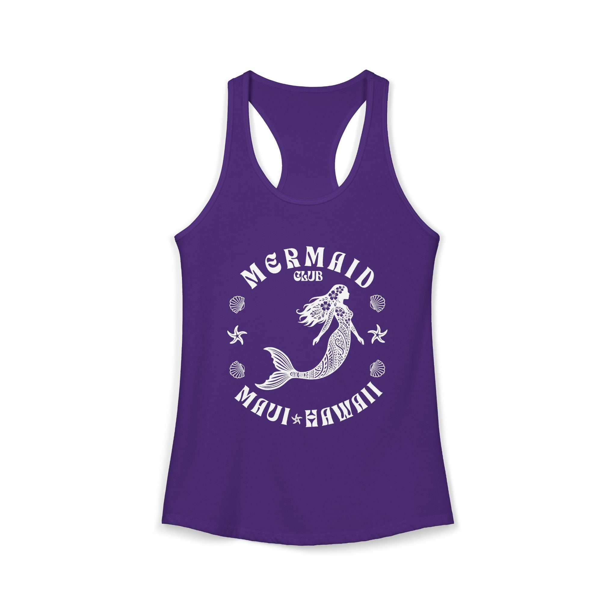 Mermaid Club White Print Racerback Tank — Maui Hawaii