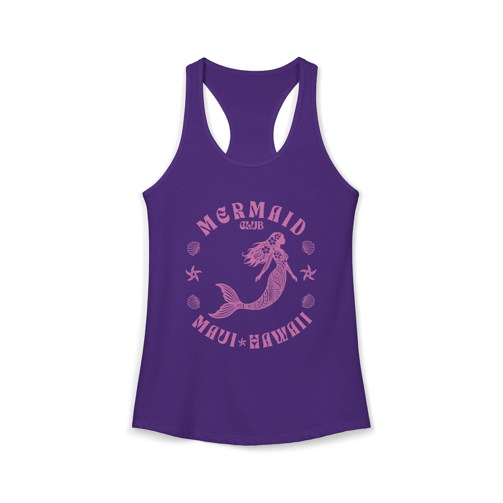 Mermaid Club Pink Print Racerback Tank — Maui Hawaii