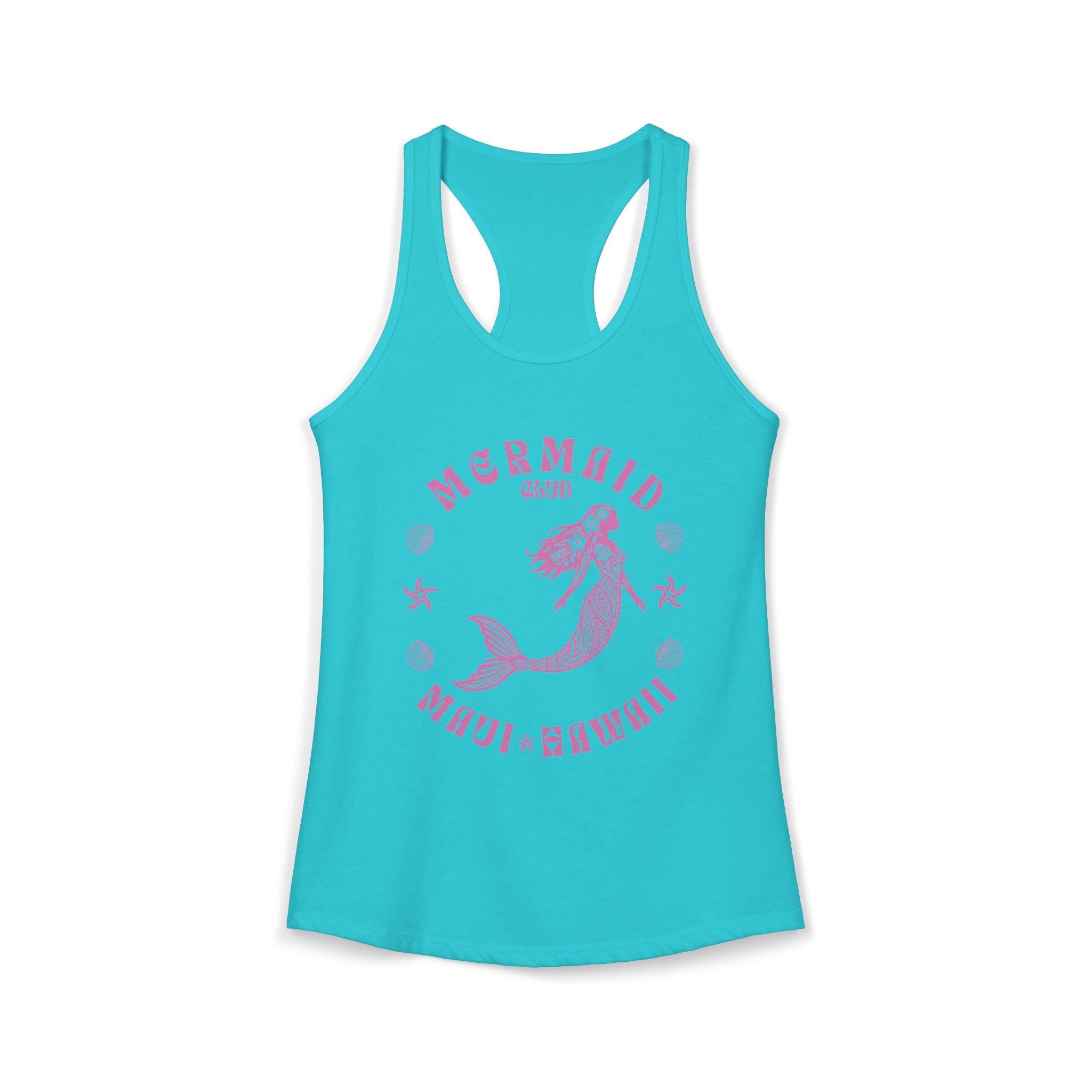 Mermaid Club Pink Print Racerback Tank — Maui Hawaii