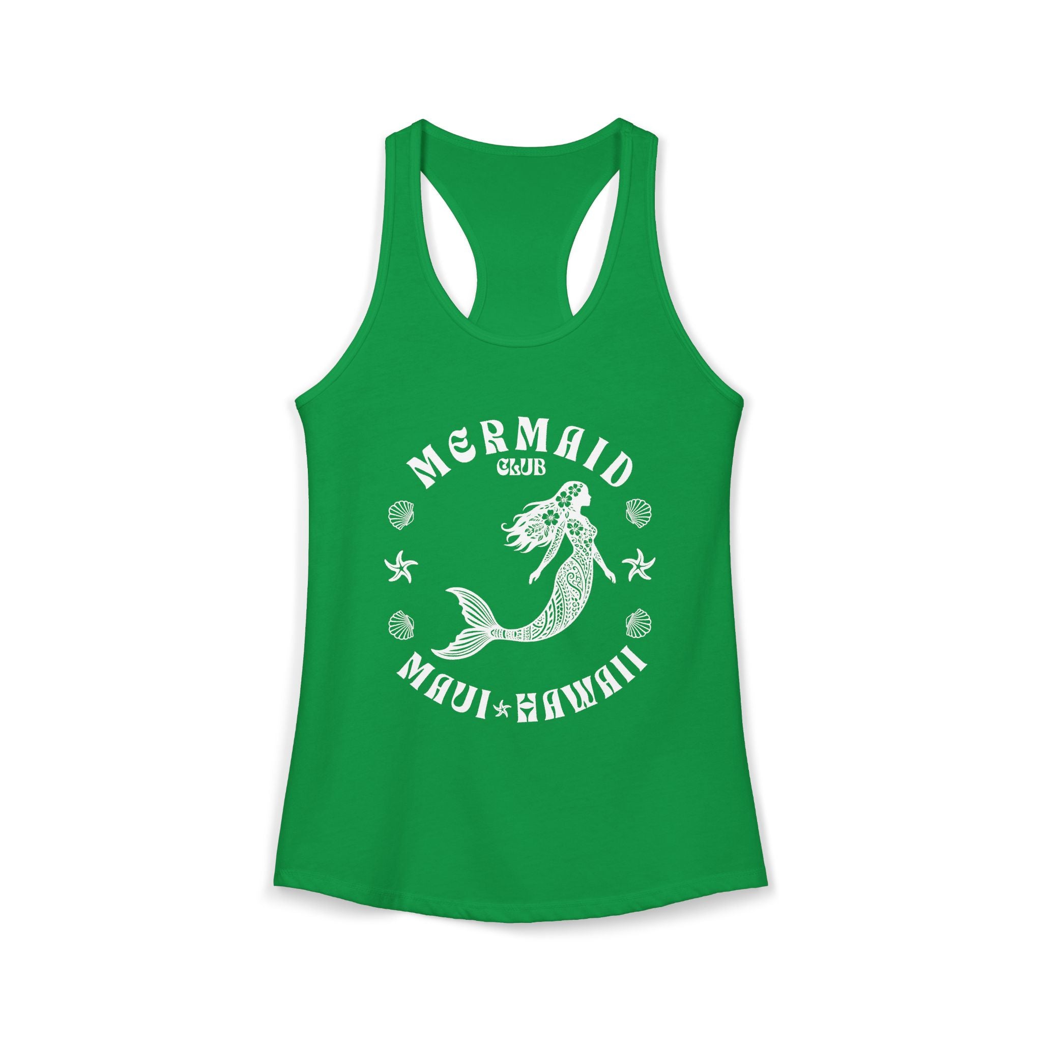 Mermaid Club White Print Racerback Tank — Maui Hawaii