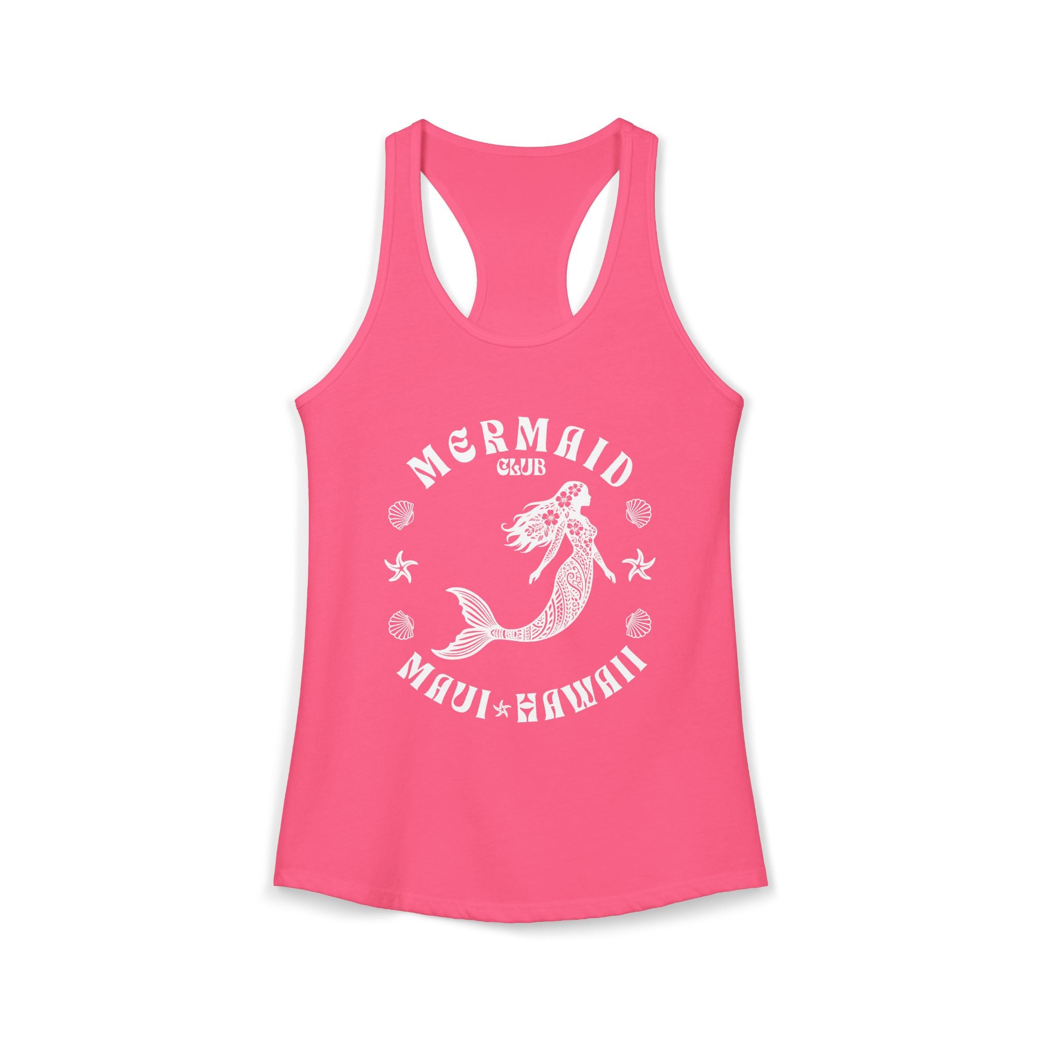 Mermaid Club White Print Racerback Tank — Maui Hawaii