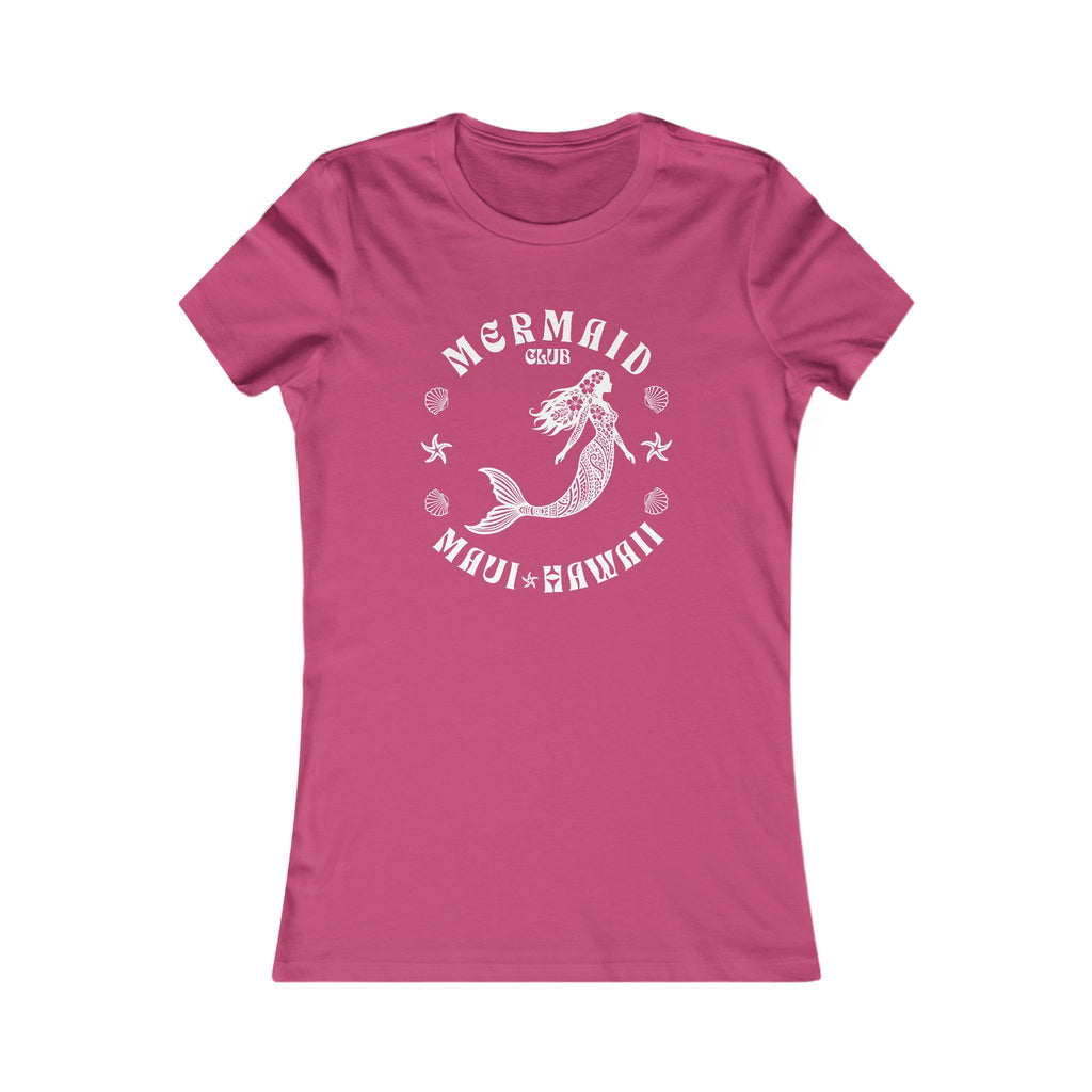 Mermaid Club White Print Slim Fit Tee — Maui Hawaii