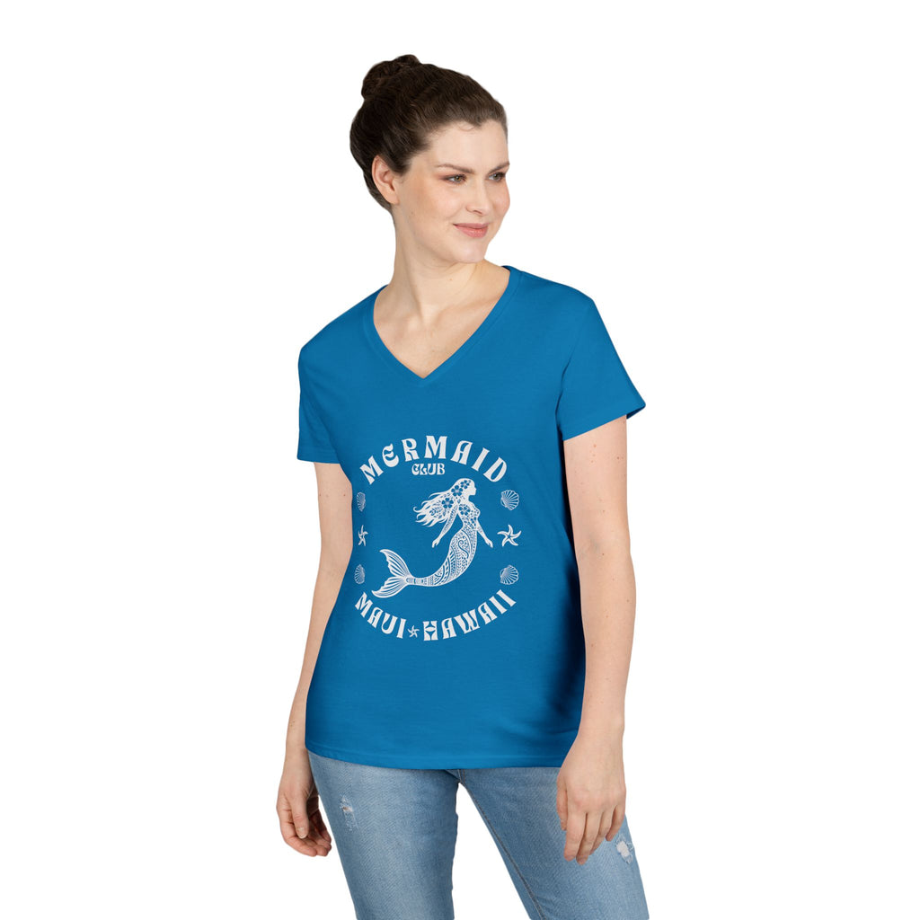 Mermaid Club Maui Hawaii V-Neck T-Shirt
