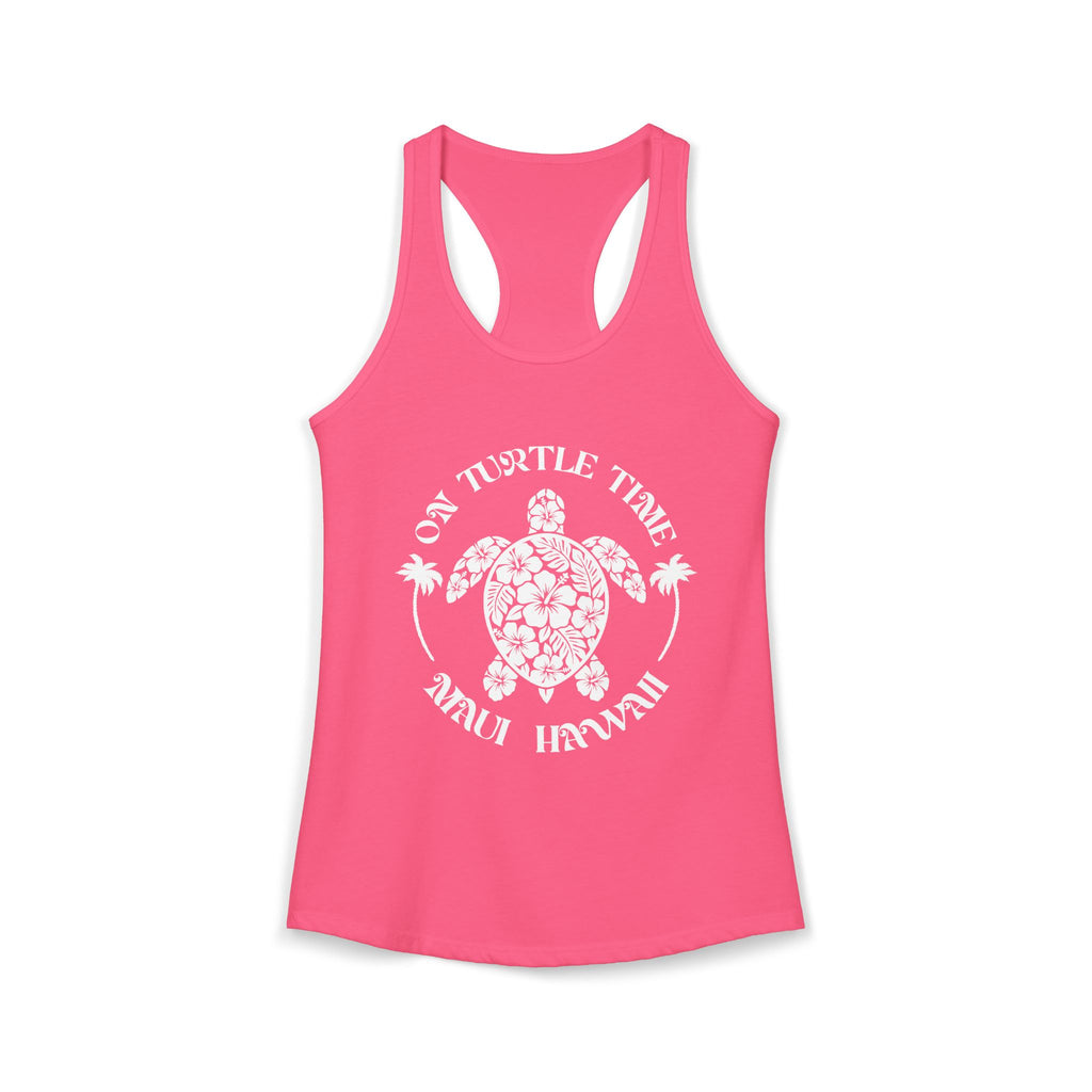 Island Turtle White Print Racerback Tank — Maui Hawaii