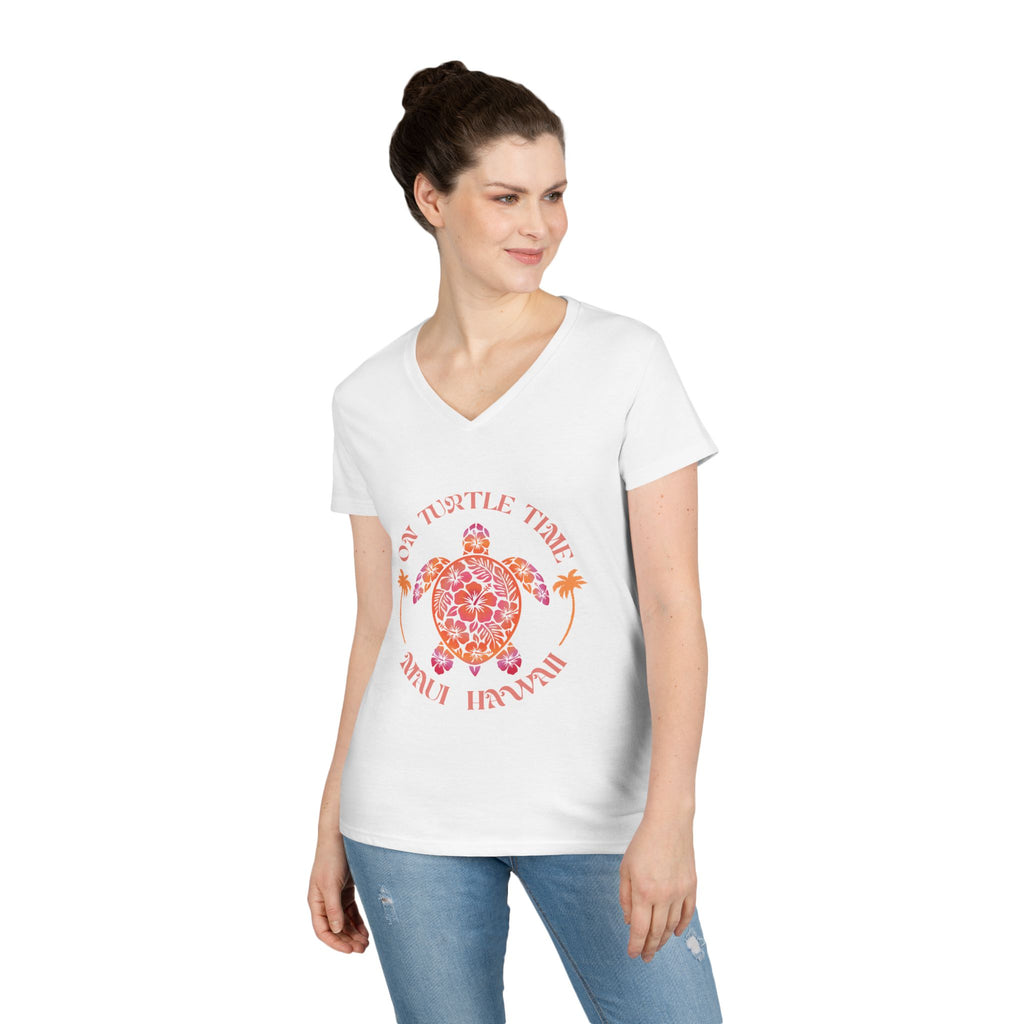 Sunset Gradient Turtle V-Neck T-Shirt — Maui Hawaii