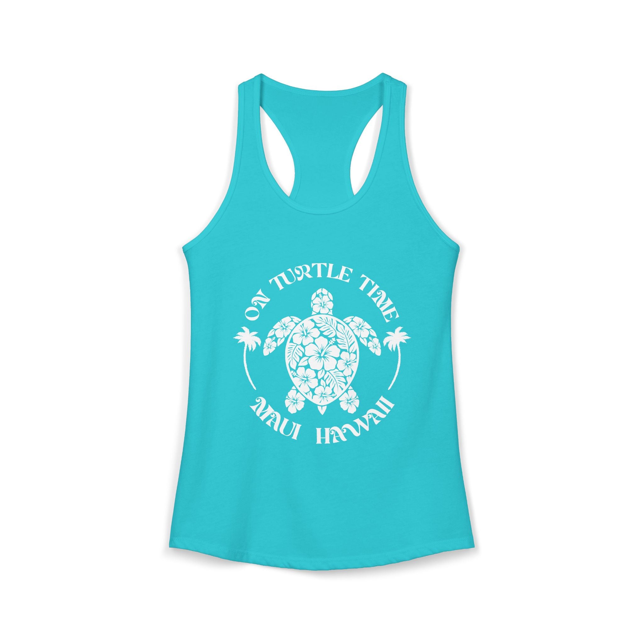 Island Turtle White Print Racerback Tank — Maui Hawaii