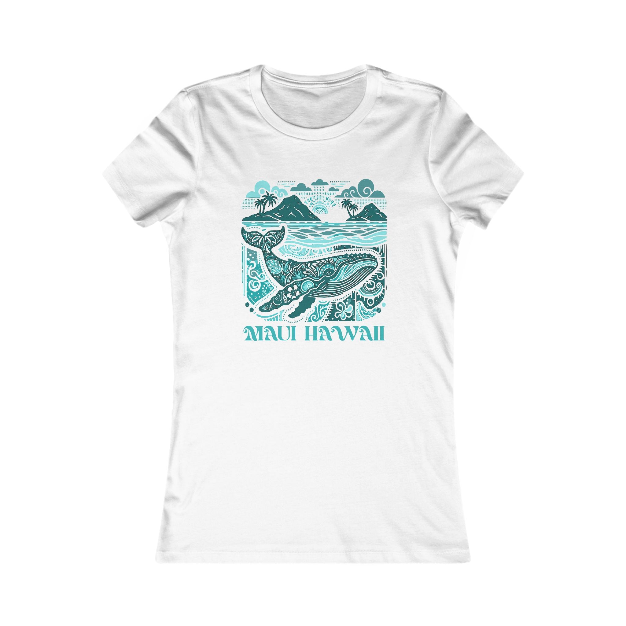 Maui Hawaii Whale T-shirt w/ blue & green print