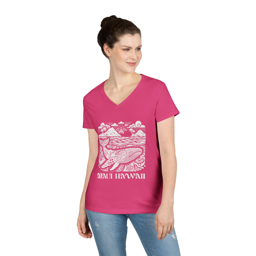 Island Whale V-Neck T-Shirt — Maui Hawaii
