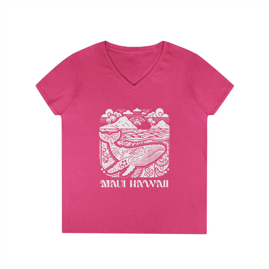 Island Whale V-Neck T-Shirt — Maui Hawaii