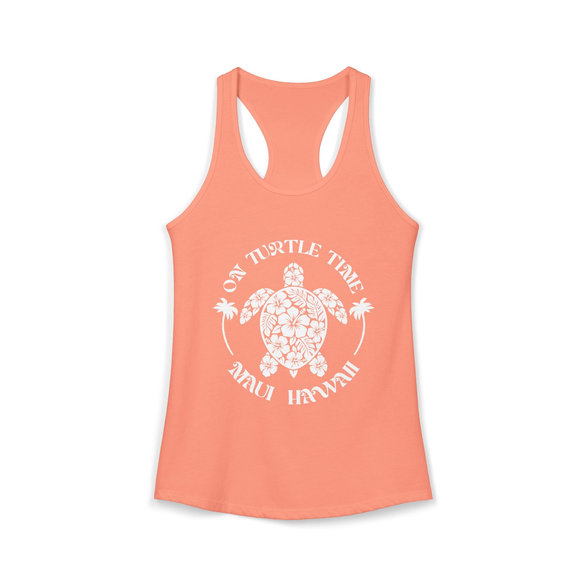 Island Turtle White Print Racerback Tank — Maui Hawaii