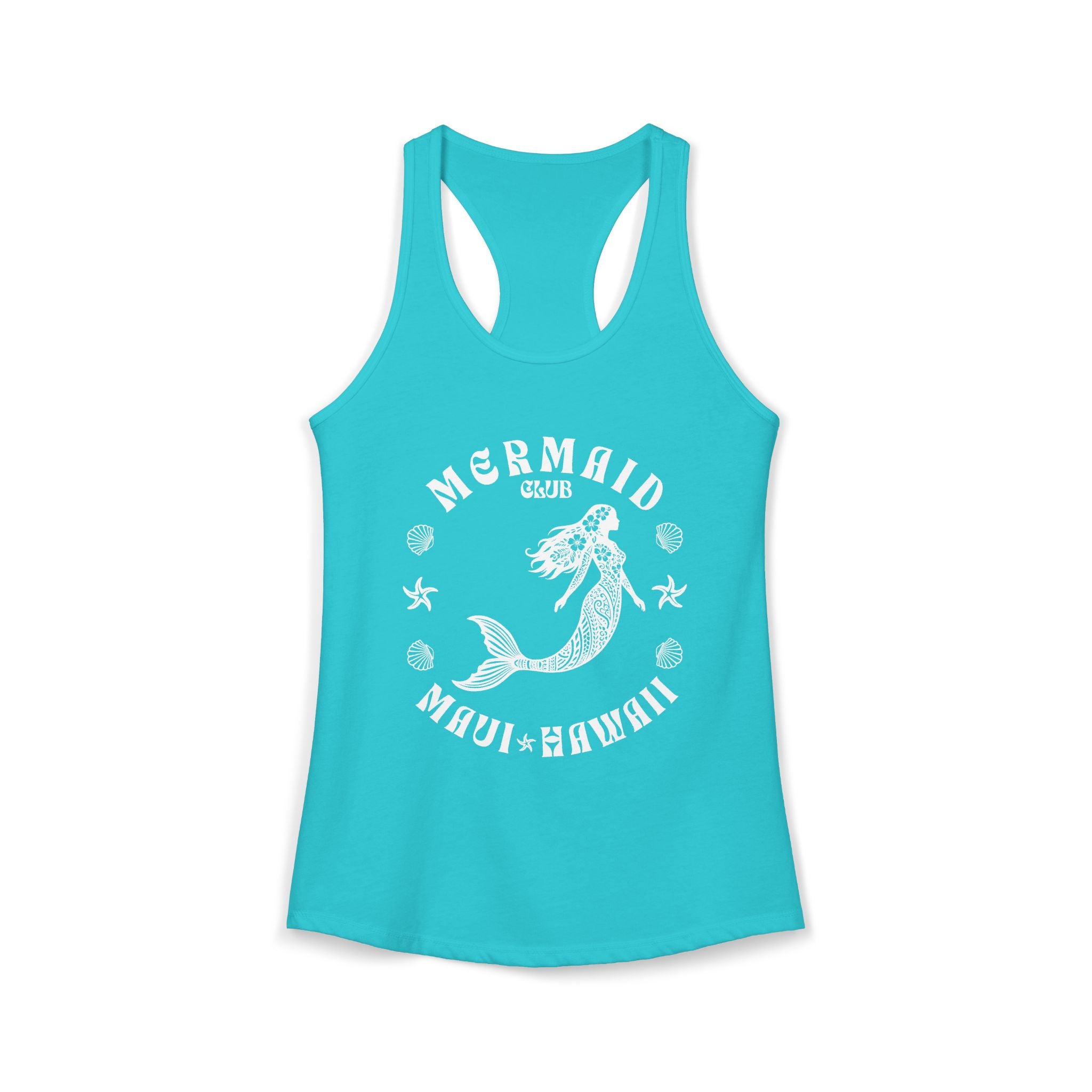 Mermaid Club White Print Racerback Tank — Maui Hawaii