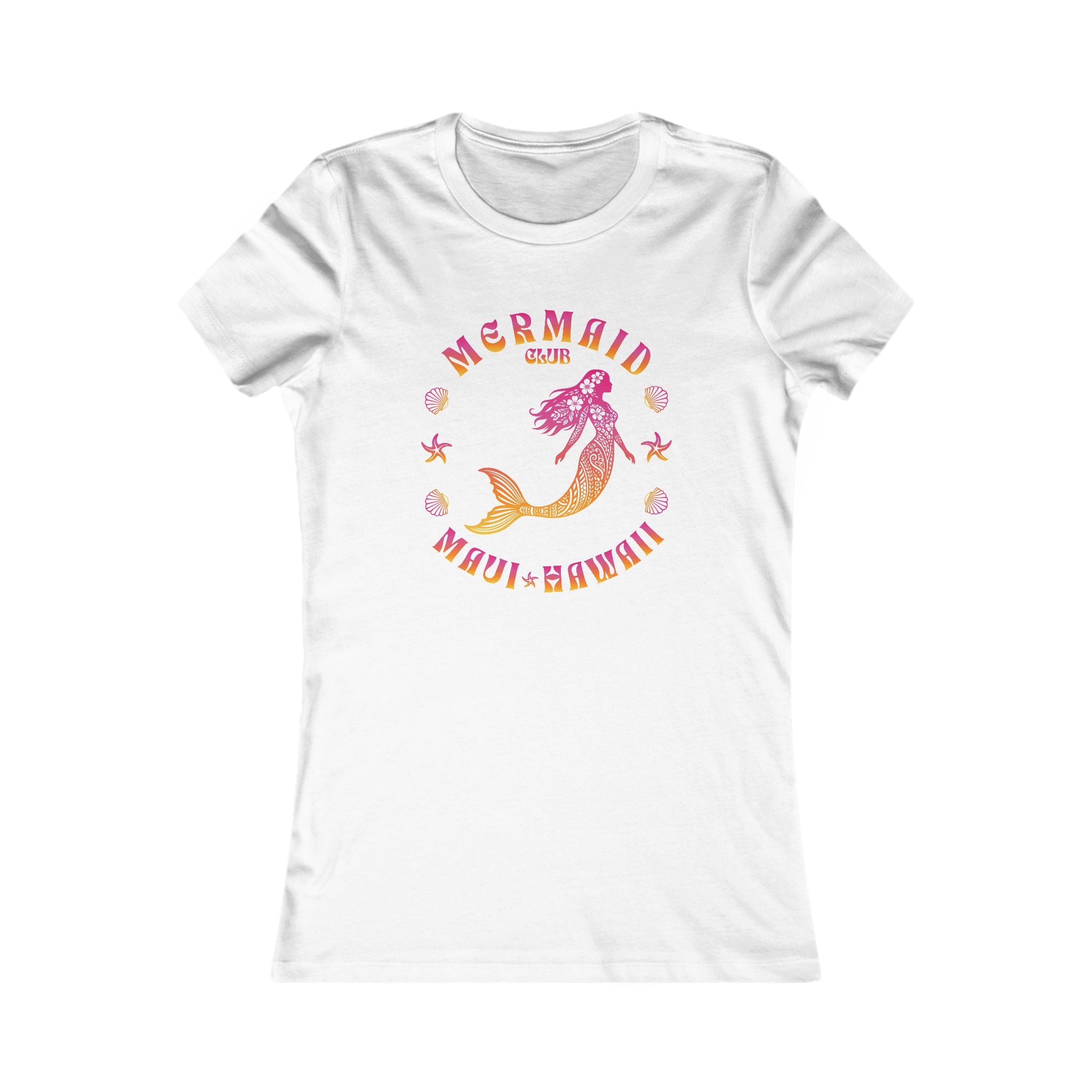 Mermaid Club Maui Hawaii T-shirt w/ pink & orange print