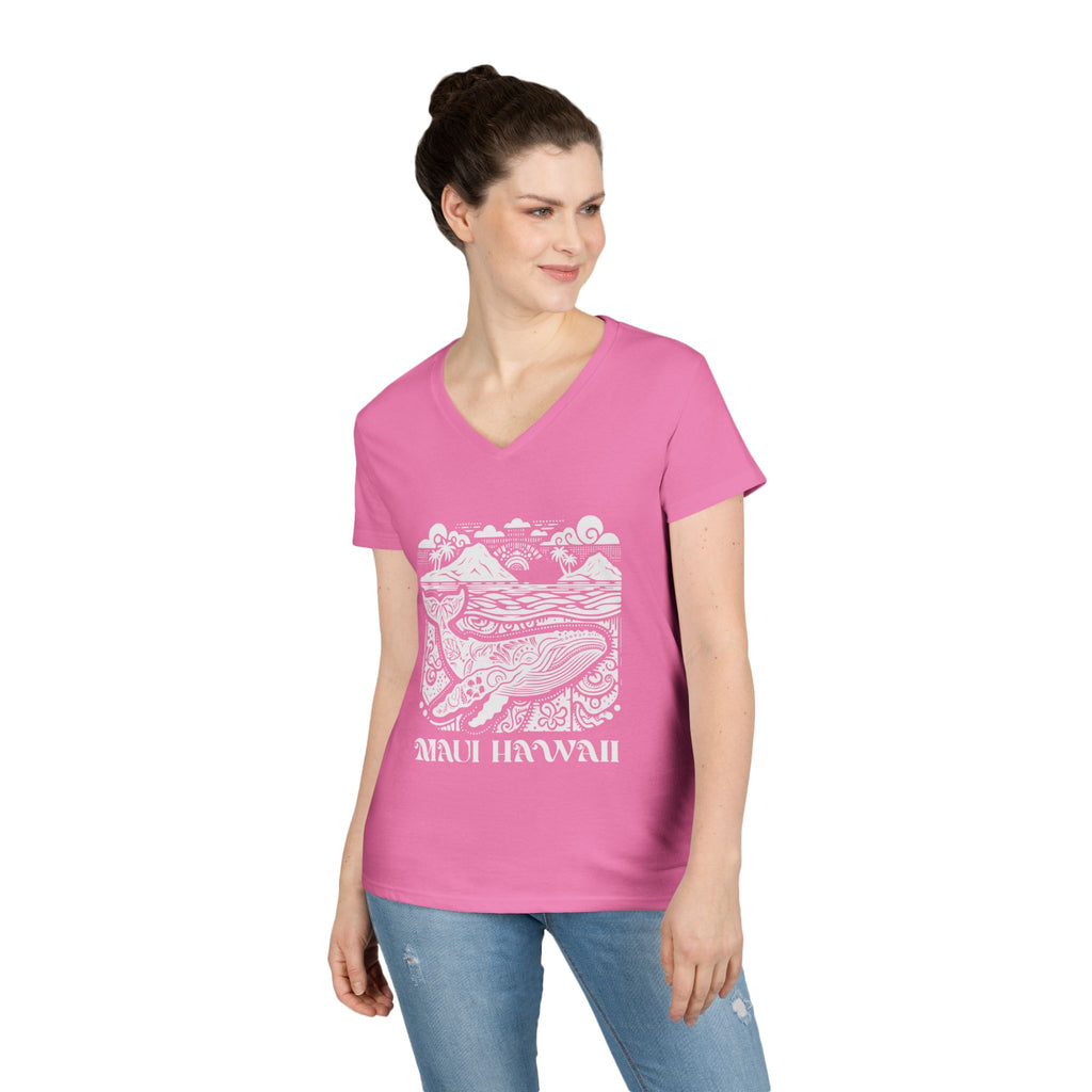 Island Whale V-Neck T-Shirt — Maui Hawaii