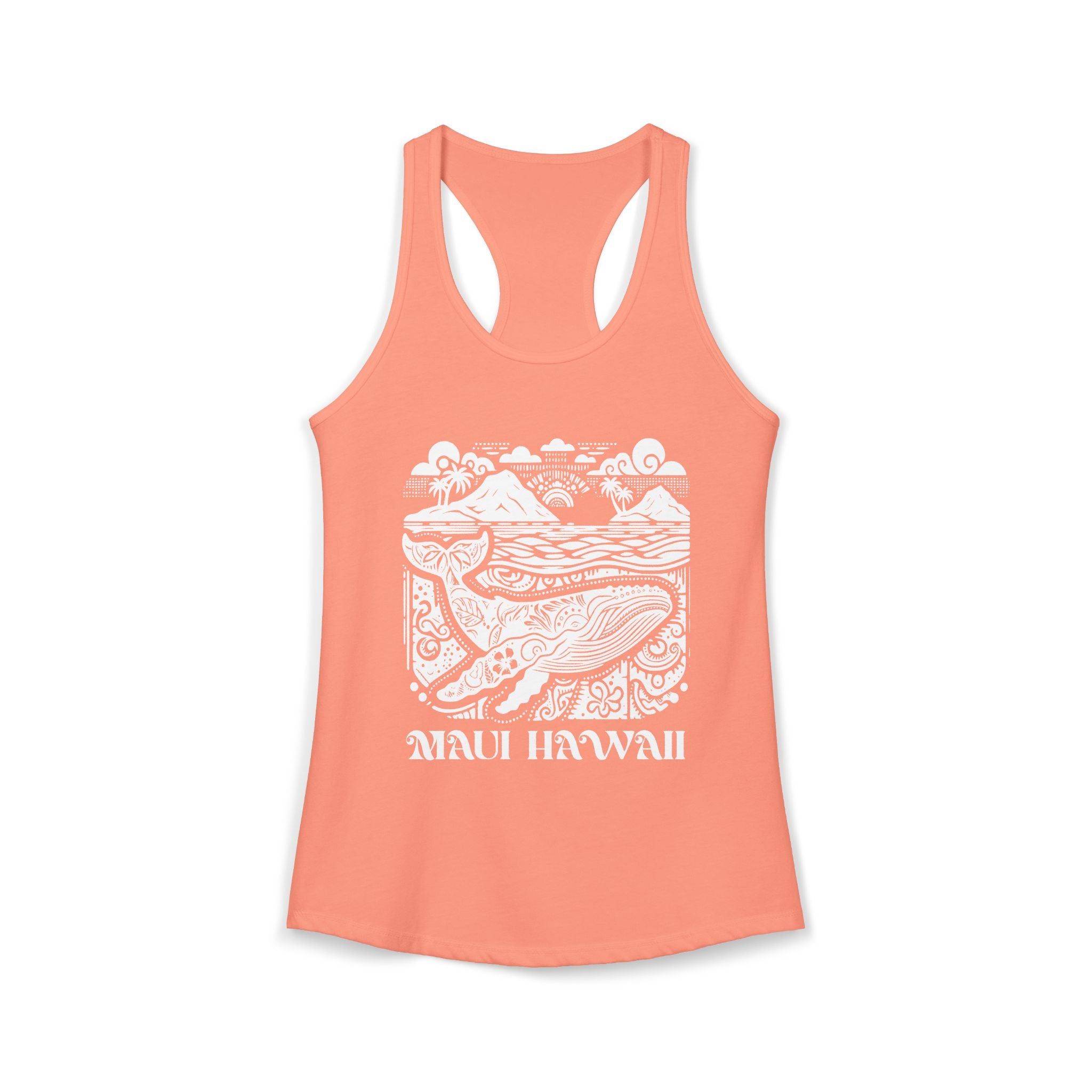Island Whale White Print Racerback Tank — Maui Hawaii