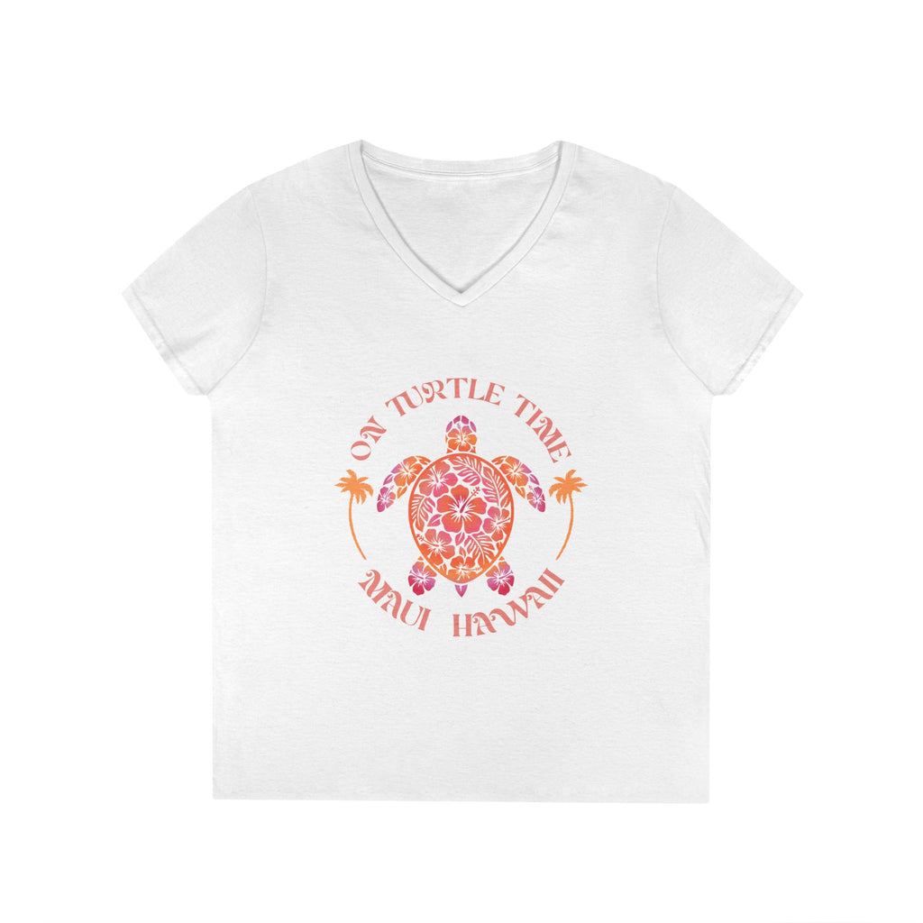 Sunset Gradient Turtle V-Neck T-Shirt — Maui Hawaii