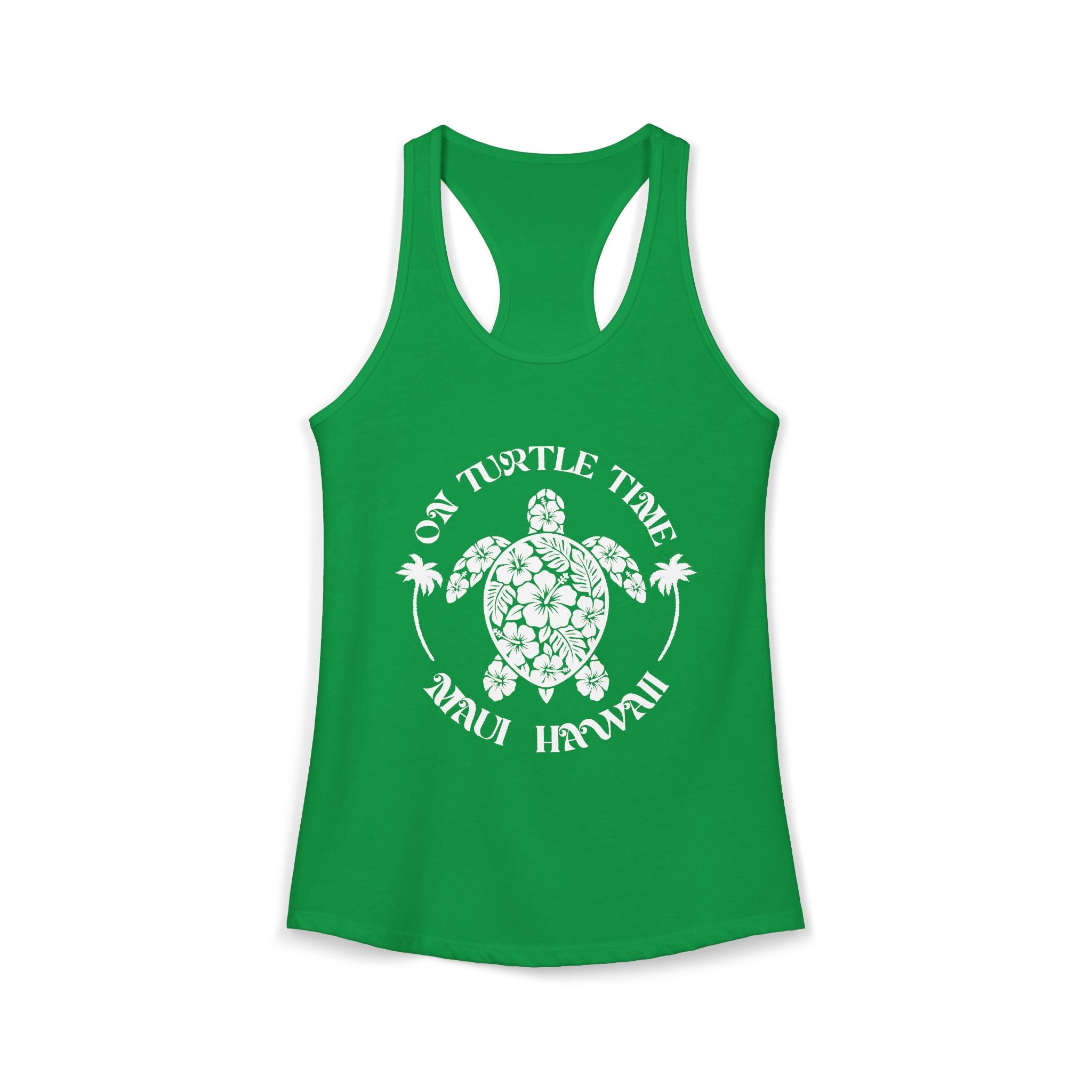 Island Turtle White Print Racerback Tank — Maui Hawaii