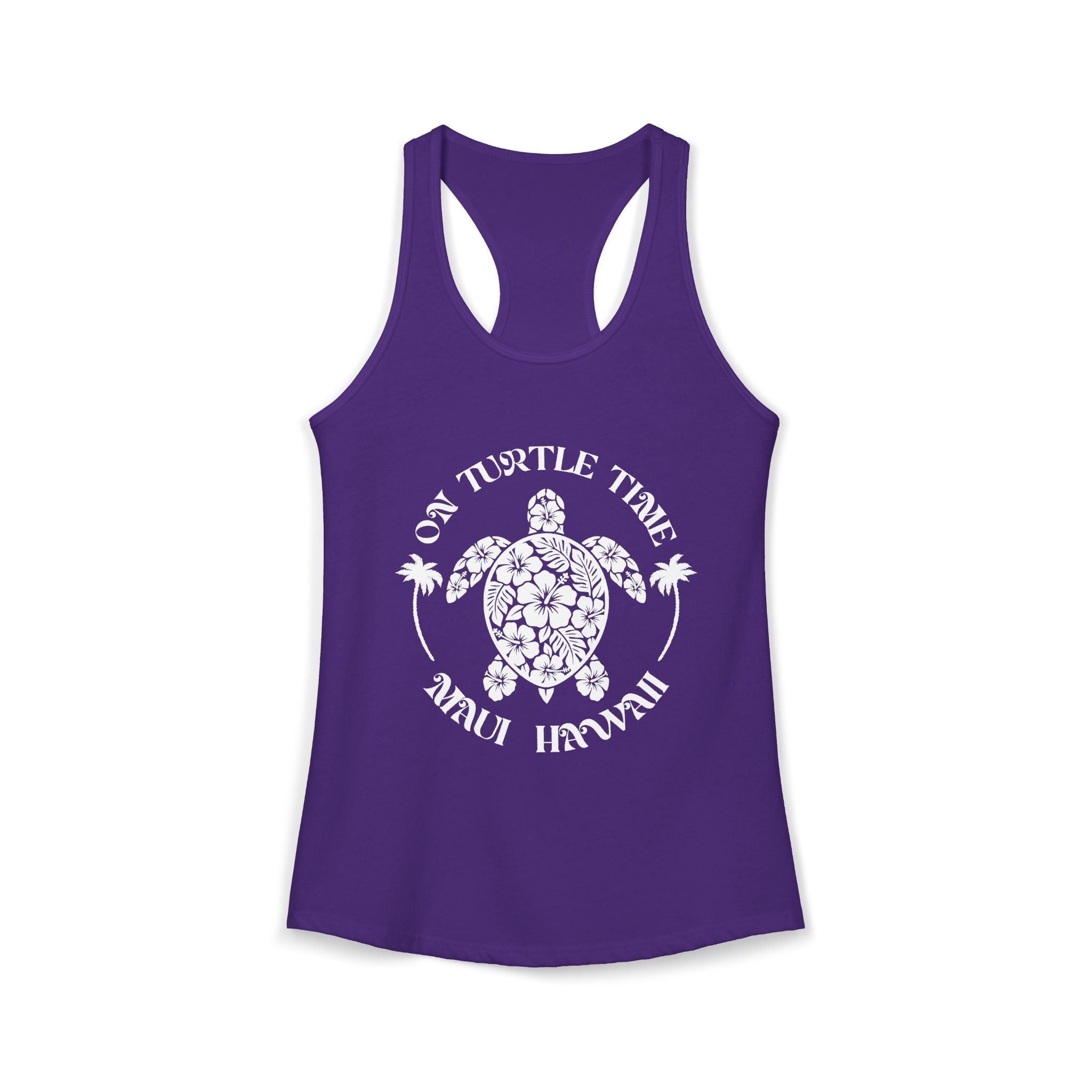 Island Turtle White Print Racerback Tank — Maui Hawaii