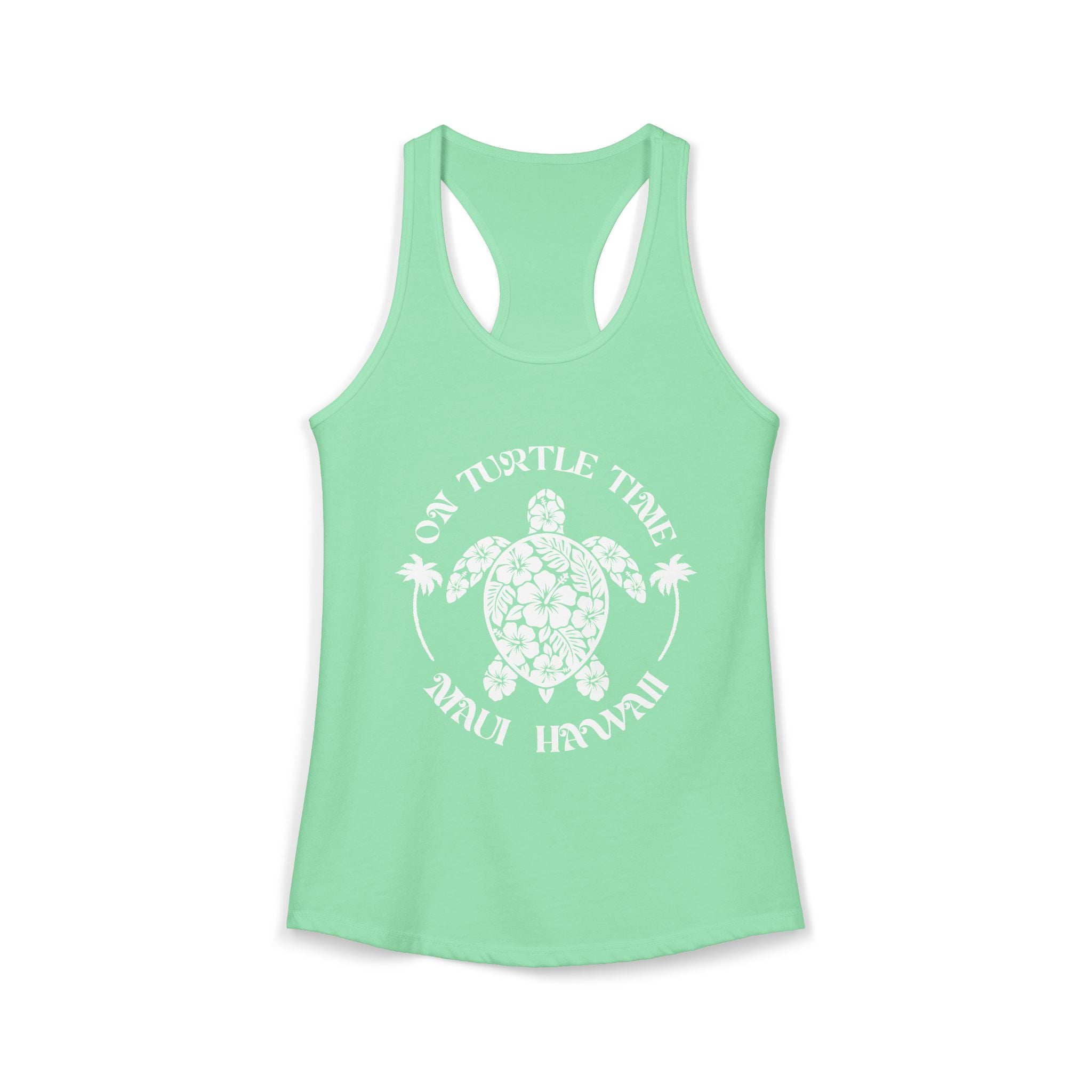 Island Turtle White Print Racerback Tank — Maui Hawaii