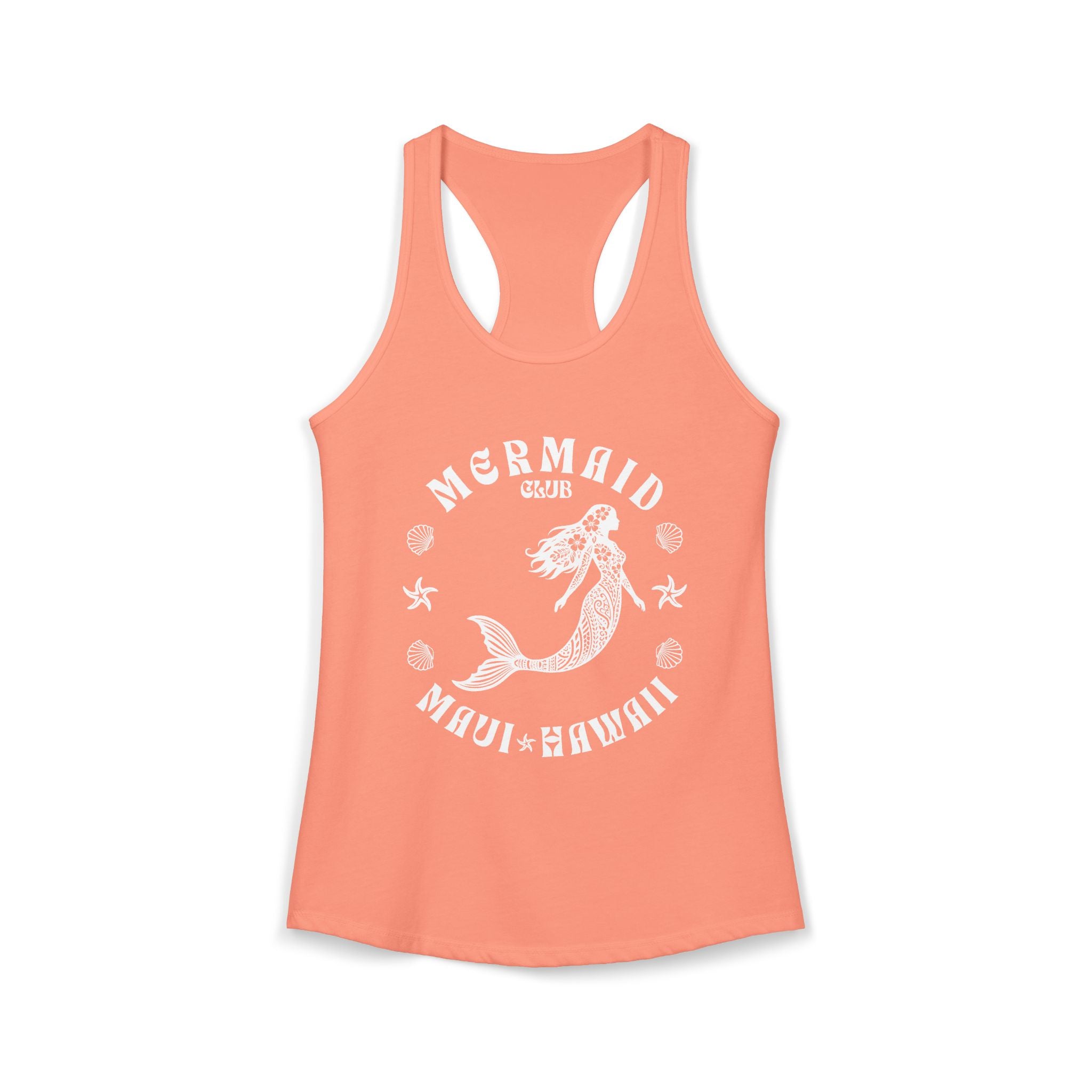 Mermaid Club White Print Racerback Tank — Maui Hawaii