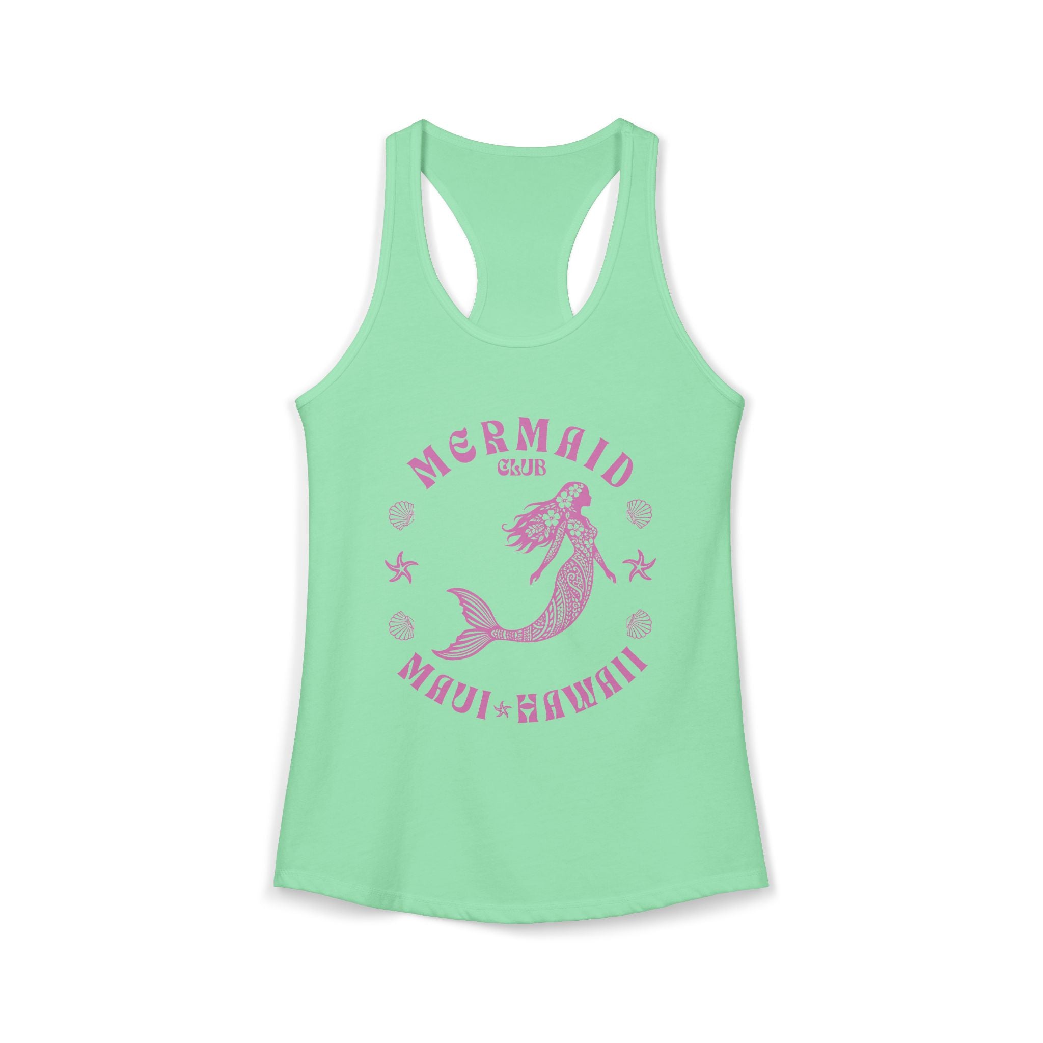 Mermaid Club Pink Print Racerback Tank — Maui Hawaii