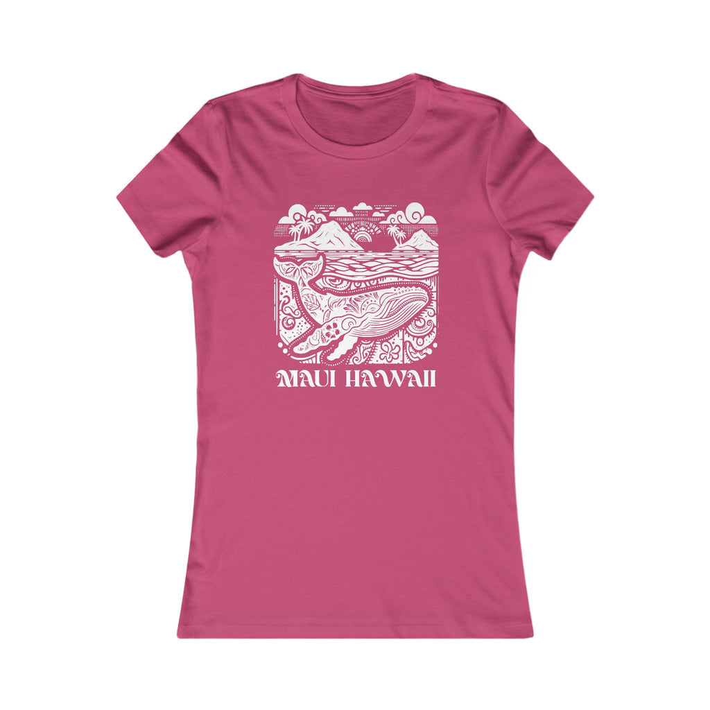 Island Whale White Print Slim Fit Tee — Maui Hawaii